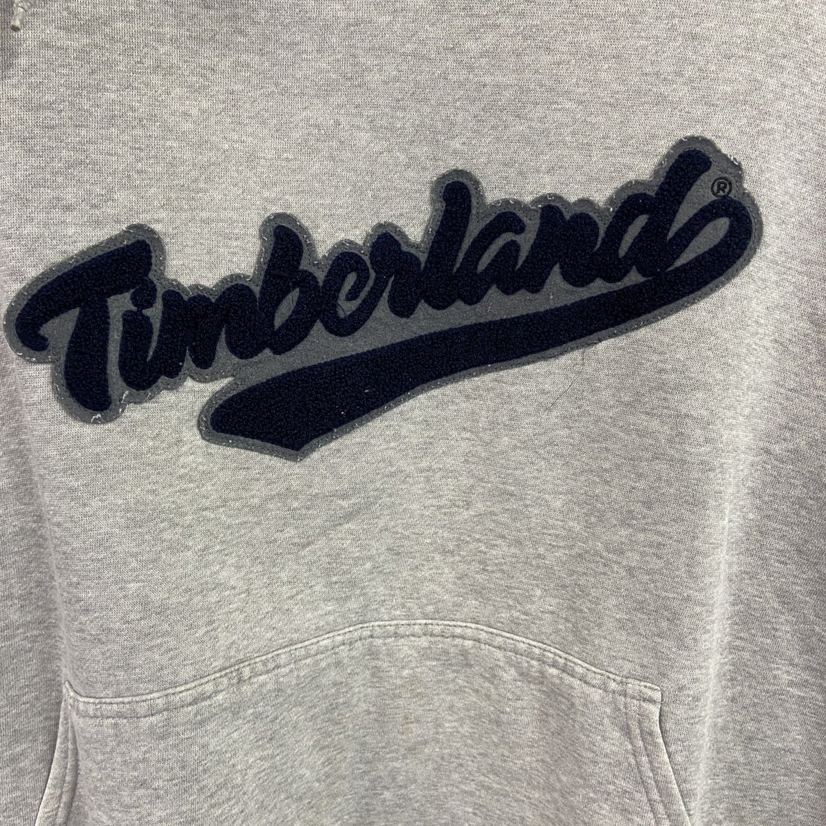 00s　Timberland　ティンバーランド　スウェットパーカー/フーディー　フロントロゴ　ヴィンテージ　灰色　グレー　XLサイズ　古着