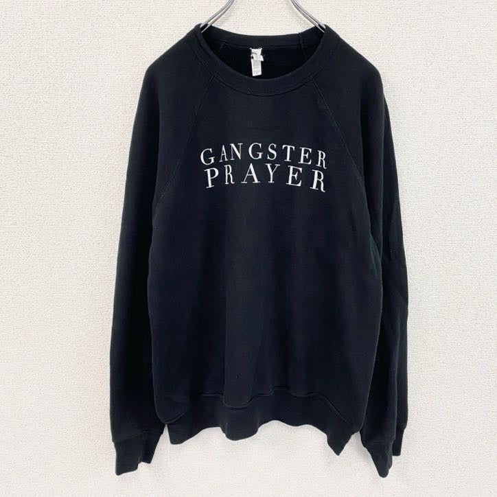 CANVAS　スウェット/トレーナー　GANGSTER PRAYER　ミュージック　英字プリント　黒　ブラック　Mサイズ　古着