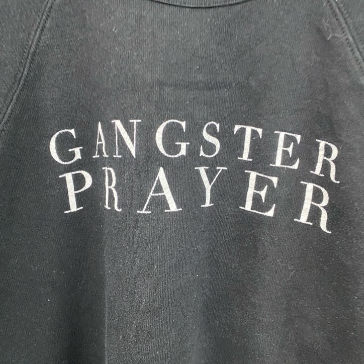CANVAS　スウェット/トレーナー　GANGSTER PRAYER　ミュージック　英字プリント　黒　ブラック　Mサイズ　古着