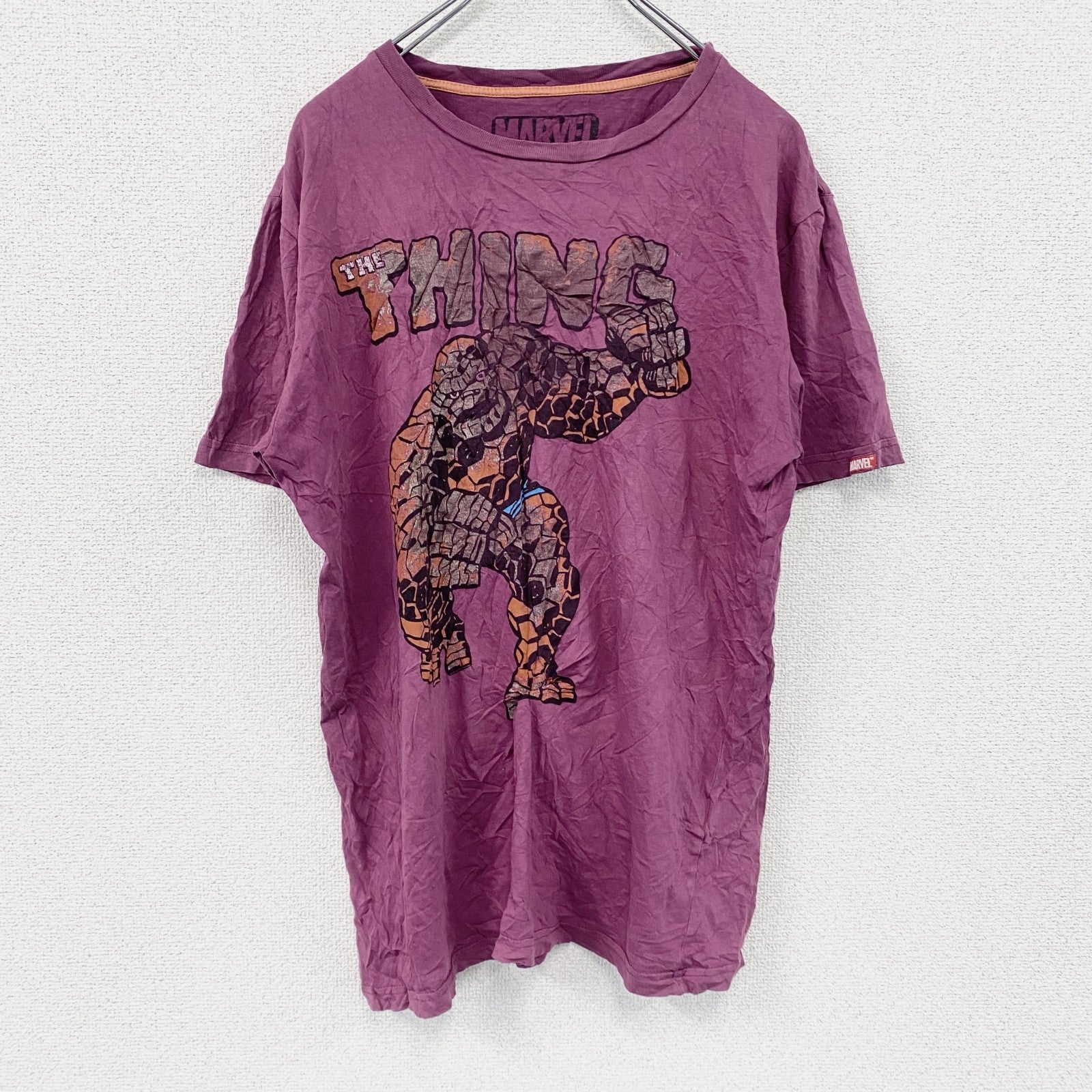 MARVEL　マーベル　THE THING　半袖プリントTシャツ　紫　パープル　Lサイズ　古着