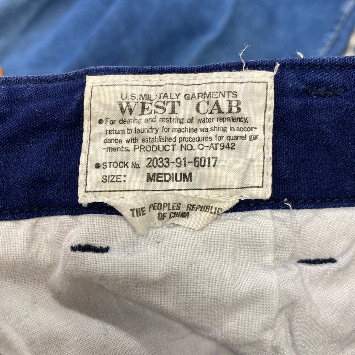 90s　WEST CAB　ウエストキャブ　U.S.MILITARY　カーゴパンツ　ミリタリーパンツ　紺　ネイビー　Mサイズ　　ヴィンテージ　古着