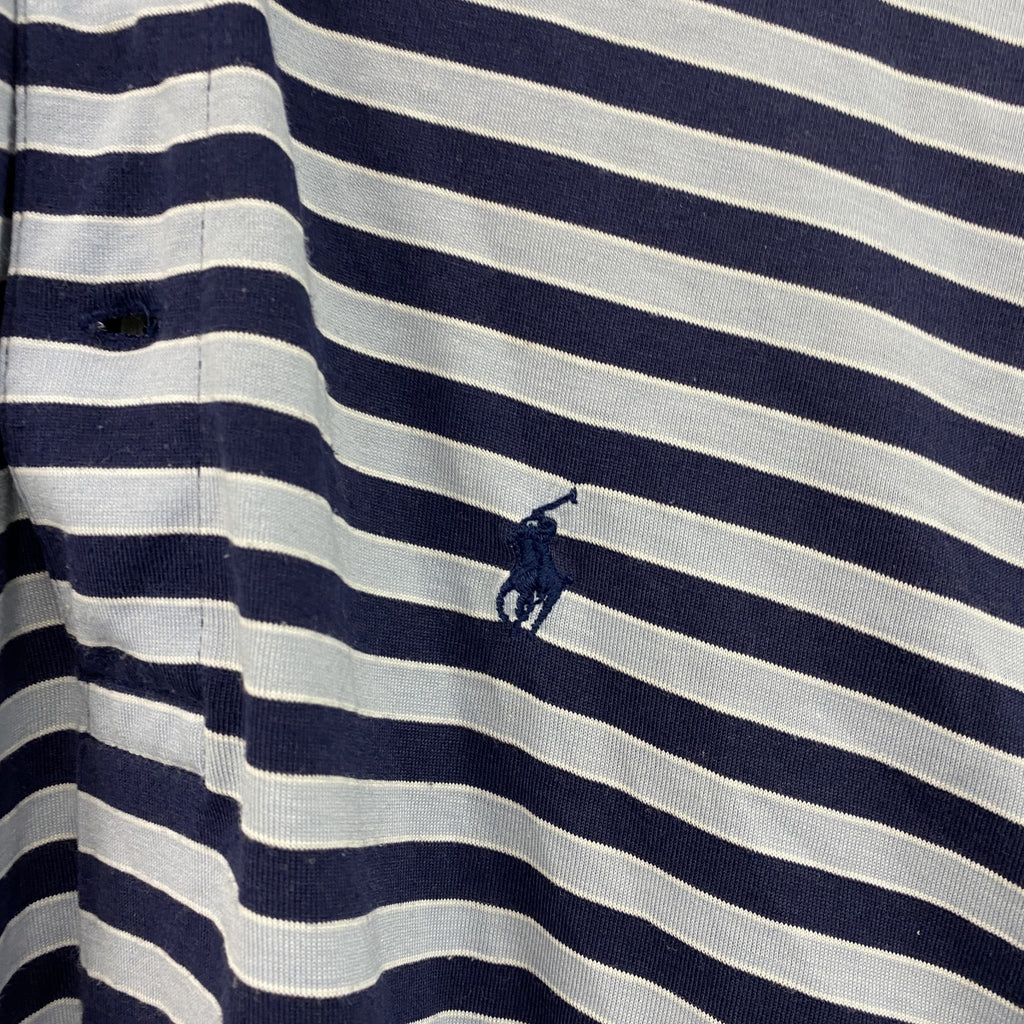 POLO GOLF　ポロゴルフ　ラルフローレン　半袖ポロシャツ　ボーダー柄　紺　ネイビー　Mサイズ メンズ ポリエステル コットン 古着