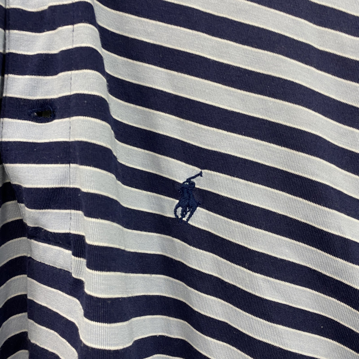 POLO GOLF　ポロゴルフ　ラルフローレン　半袖ポロシャツ　ボーダー柄　紺　ネイビー　Mサイズ メンズ ポリエステル コットン 古着