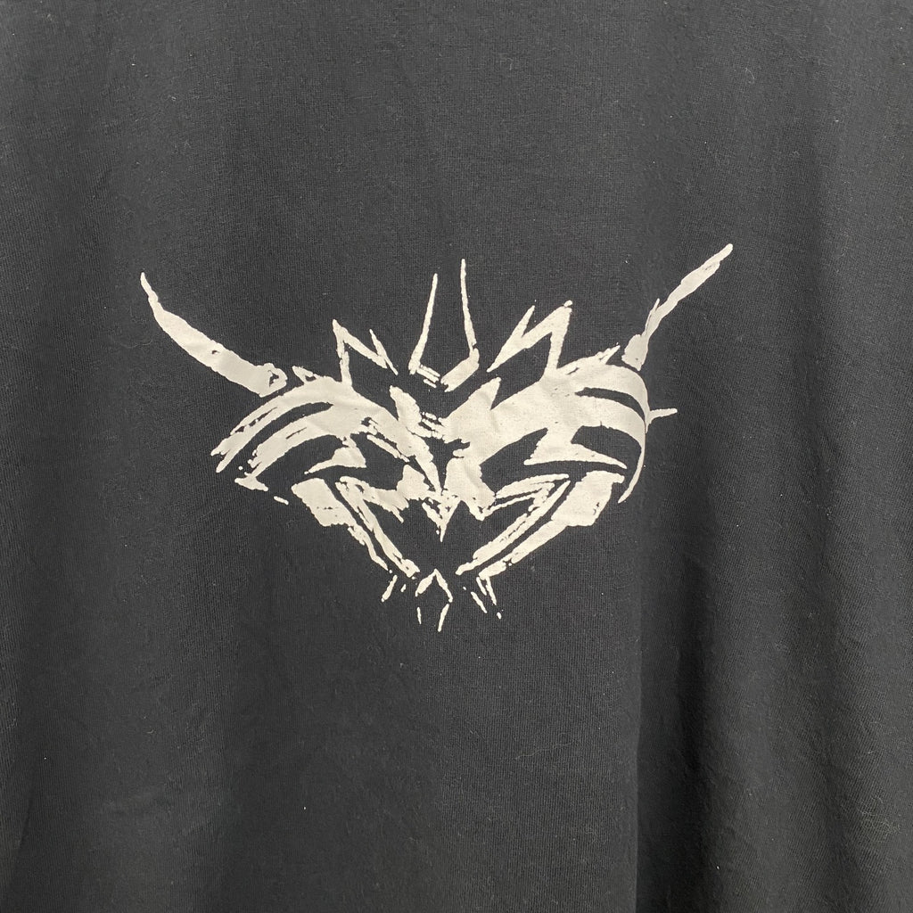 Anil Baner　長袖プリントTシャツ　バイカラー　カジュアルデザイン　クルーネック　白　ホワイト　黒　ブラック　春服　Lサイズ　古着