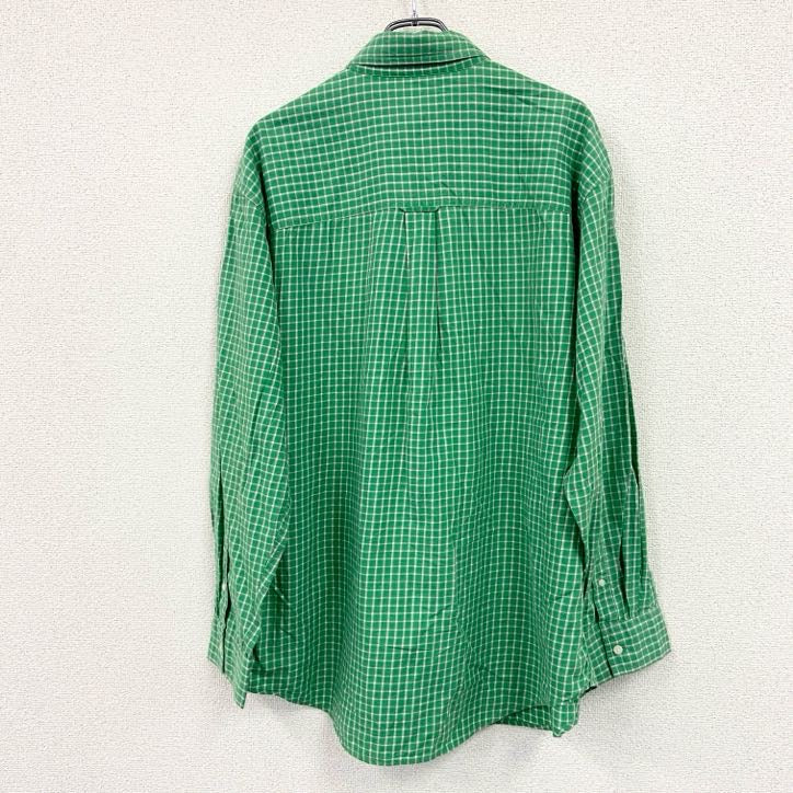CHAPS　チャップス　長袖ボタンダウンシャツ　チェック柄　緑　グリーン　XLサイズ メンズ コットン 古着