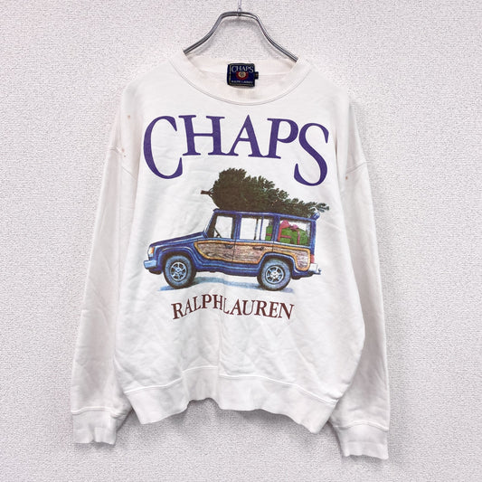90s　CHAPS　RALPH LAUREN　ラルフローレン　JEEP　チェロキー　スウェット/トレーナー　白　ホワイト　Mサイズ