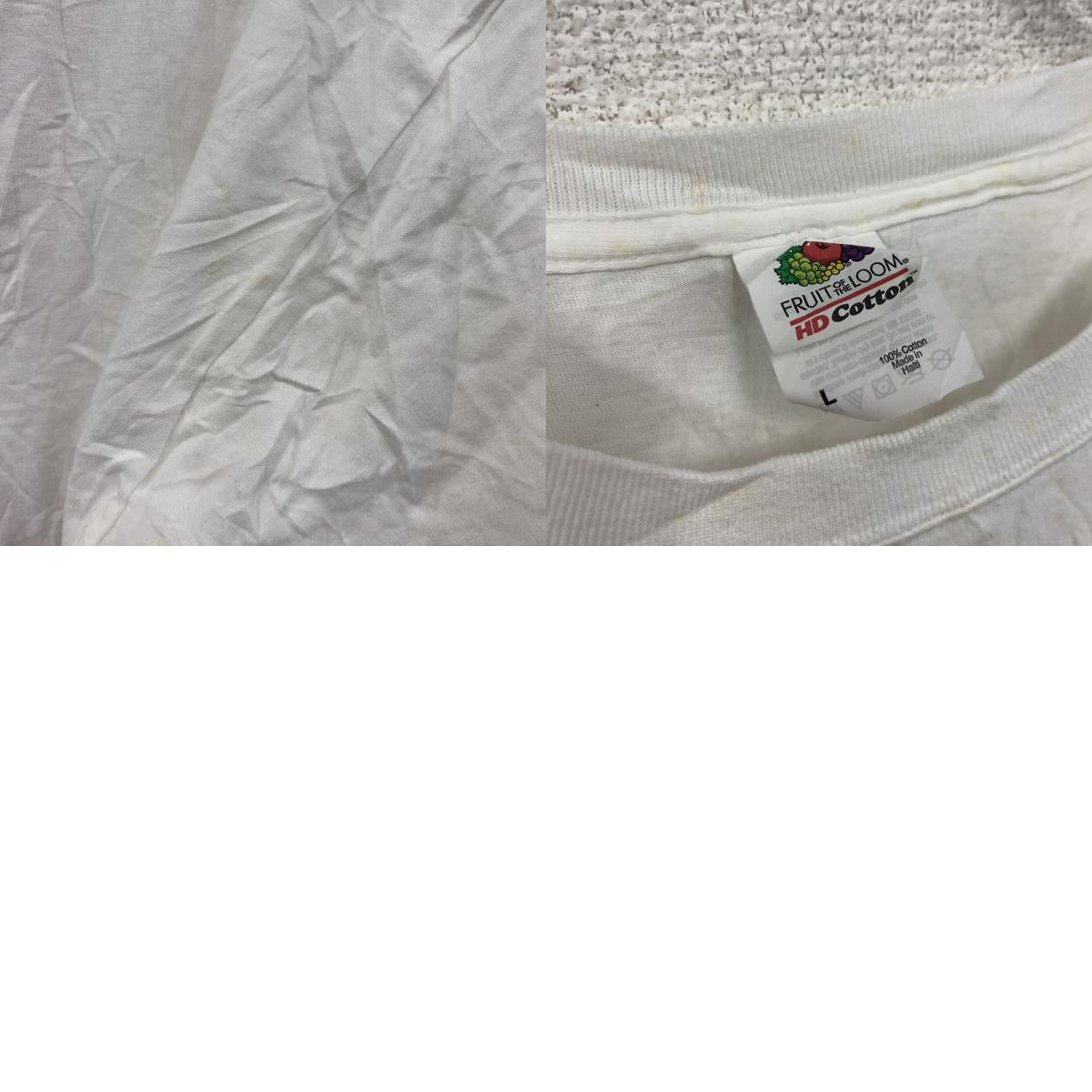FRUIT OF THE LOOM　フルーツオブザルーム　半袖プリントTシャツ　白　ホワイト　Lサイズ カットソー メンズ コットン 古着