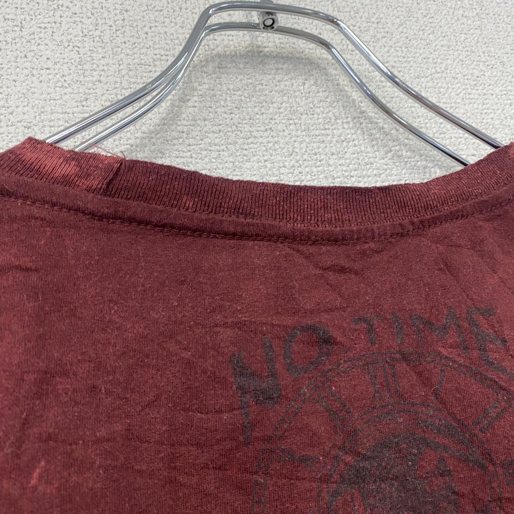 NO.TIME　半袖プリントTシャツ　ボルドー　Mサイズ　古着