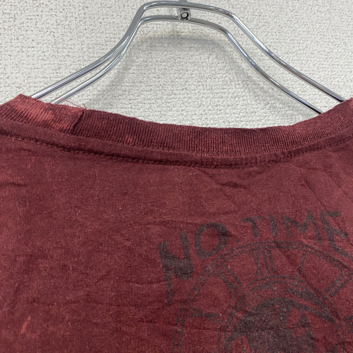 NO.TIME　半袖プリントTシャツ　ボルドー　Mサイズ　古着