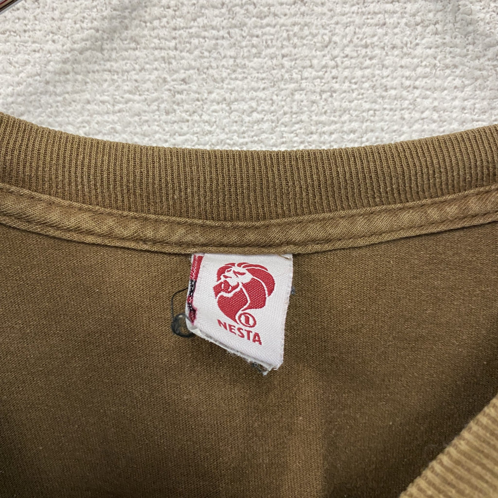 NESTA BRAND　ネスタ　半袖プリントTシャツ　フェード　クルーネック　茶色　ブラウン　XLサイズ　古着