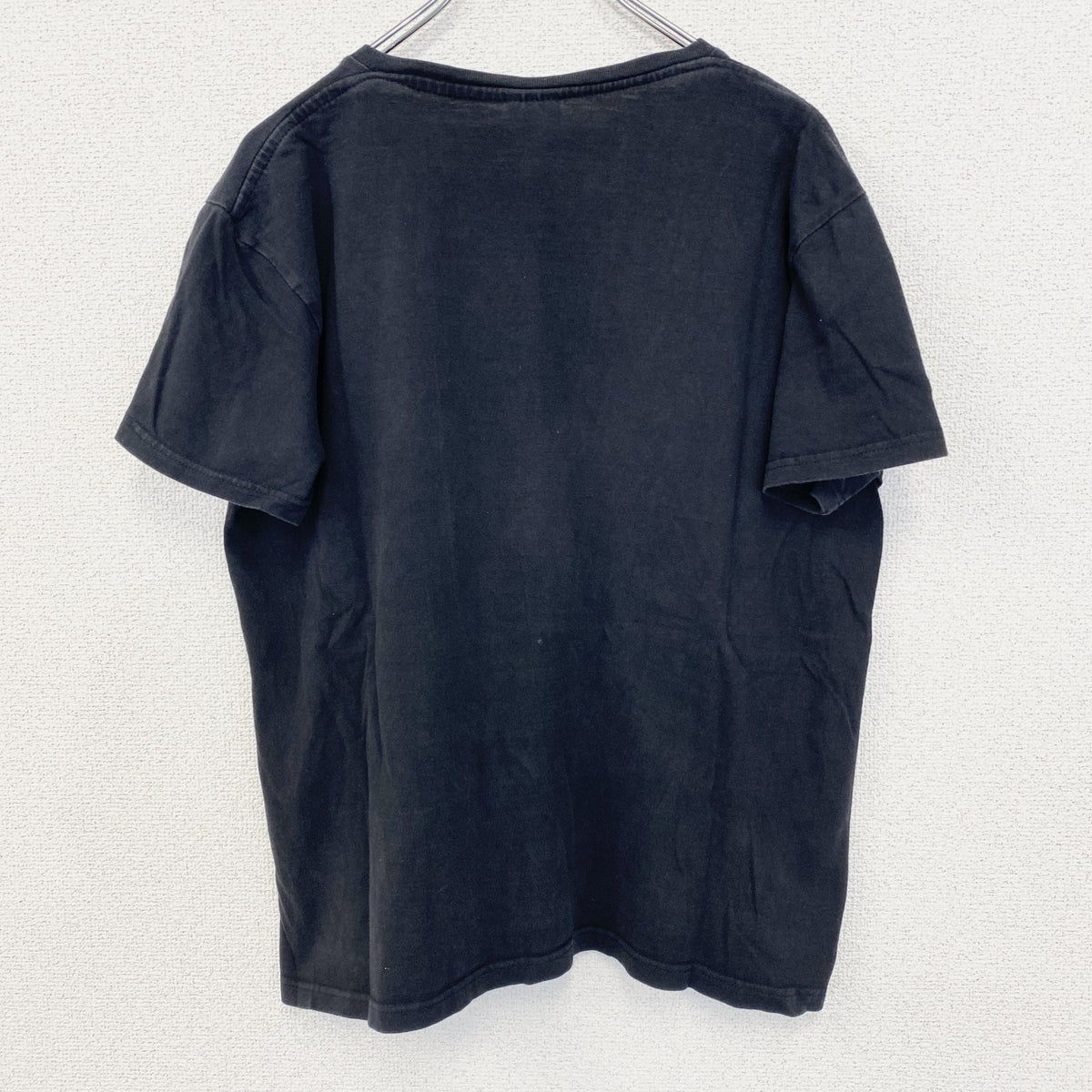 ノーブランド　半袖プリントTシャツ　龍　ドラゴン　漢字　和デザイン　クルーネック　黒　ブラック　レトロ　春夏服　Lサイズ　古着