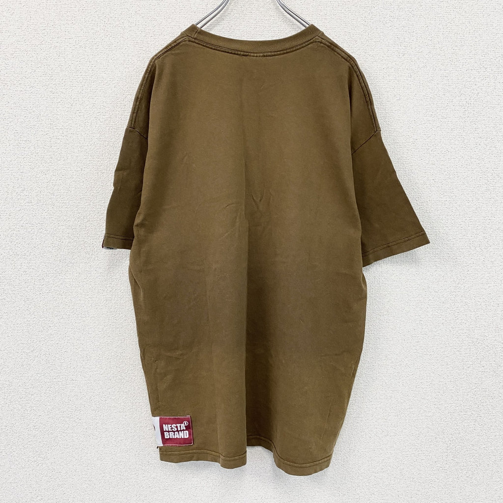 NESTA BRAND　ネスタ　半袖プリントTシャツ　フェード　クルーネック　茶色　ブラウン　XLサイズ　古着
