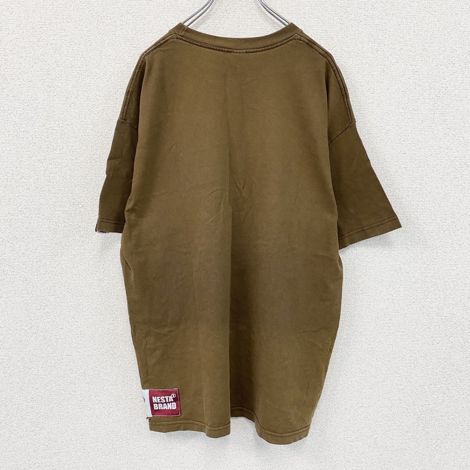 NESTA BRAND　ネスタ　半袖プリントTシャツ　フェード　クルーネック　茶色　ブラウン　XLサイズ　古着