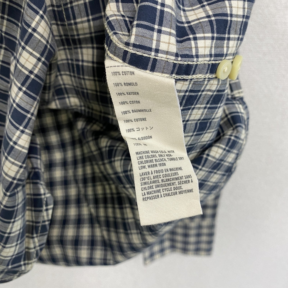 Abercrombie＆Fitch　アバクロンビー＆フィッチ　MUSCLE　長袖ボタンダウンシャツ　チェック柄　紺　ネイビー　Lサイズ　古着