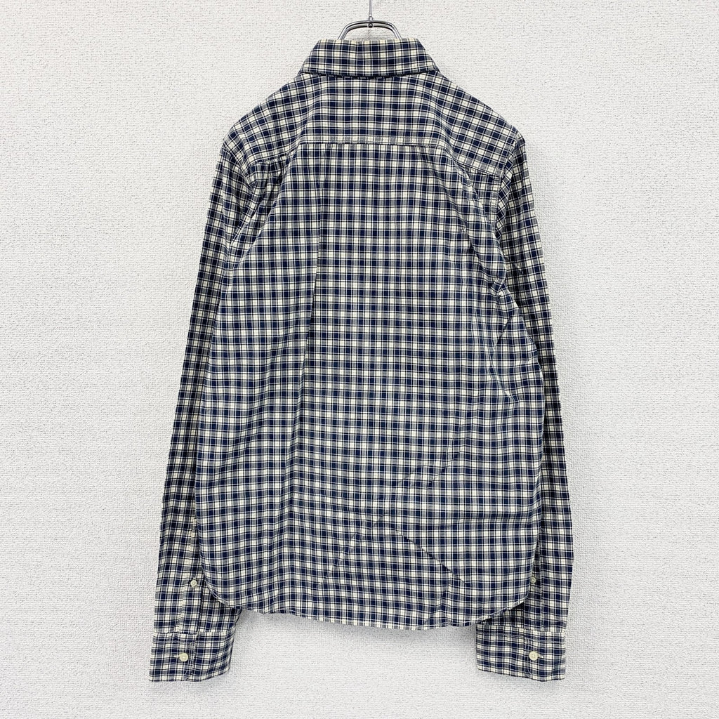 Abercrombie＆Fitch　アバクロンビー＆フィッチ　MUSCLE　長袖ボタンダウンシャツ　チェック柄　紺　ネイビー　Lサイズ　古着