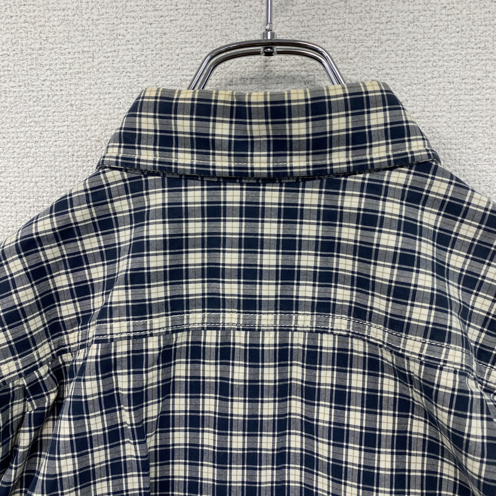 Abercrombie＆Fitch　アバクロンビー＆フィッチ　MUSCLE　長袖ボタンダウンシャツ　チェック柄　紺　ネイビー　Lサイズ　古着