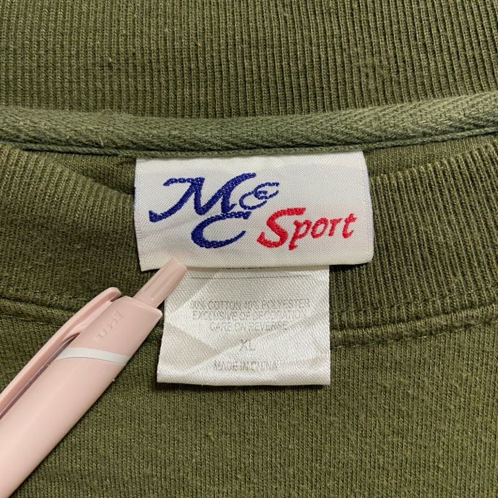 MCSPORT　長袖刺繍スウェット　トレーナー　GRANDPA　緑　グリーン　ビッグシルエット　XLサイズ　古着