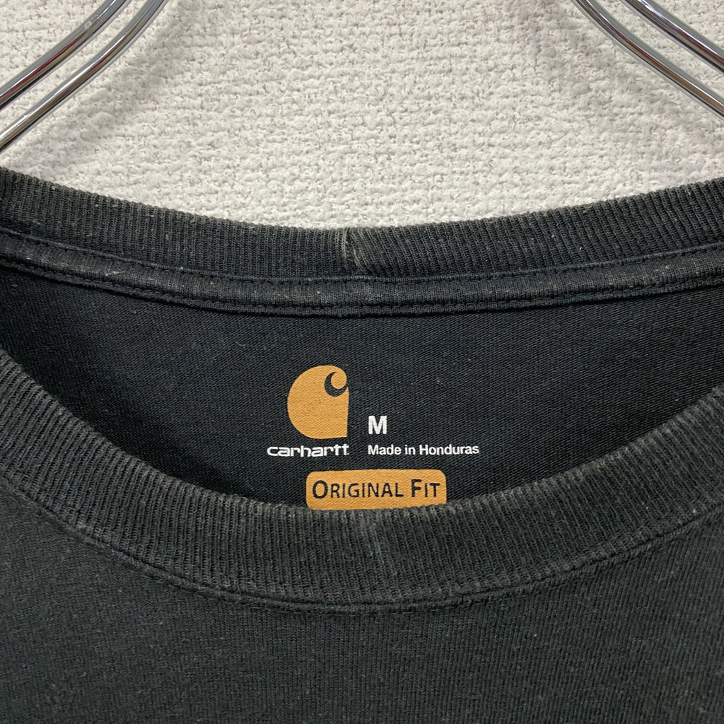 Carhartt　カーハート　長袖Tシャツ/ロンT　ポケット付き　ワンポイント　クルーネック　黒　ブラック　Mサイズ　古着