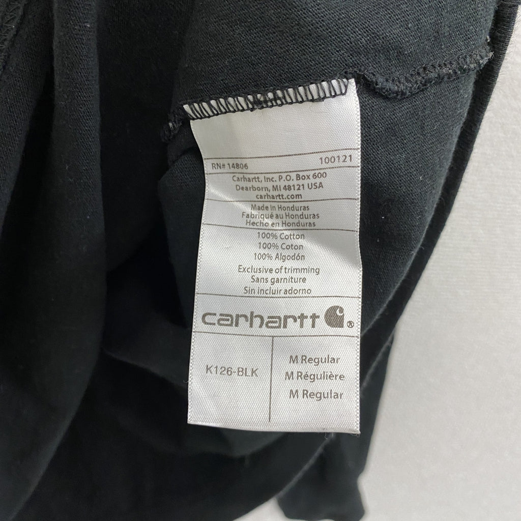 Carhartt　カーハート　長袖Tシャツ/ロンT　ポケット付き　ワンポイント　クルーネック　黒　ブラック　Mサイズ　古着