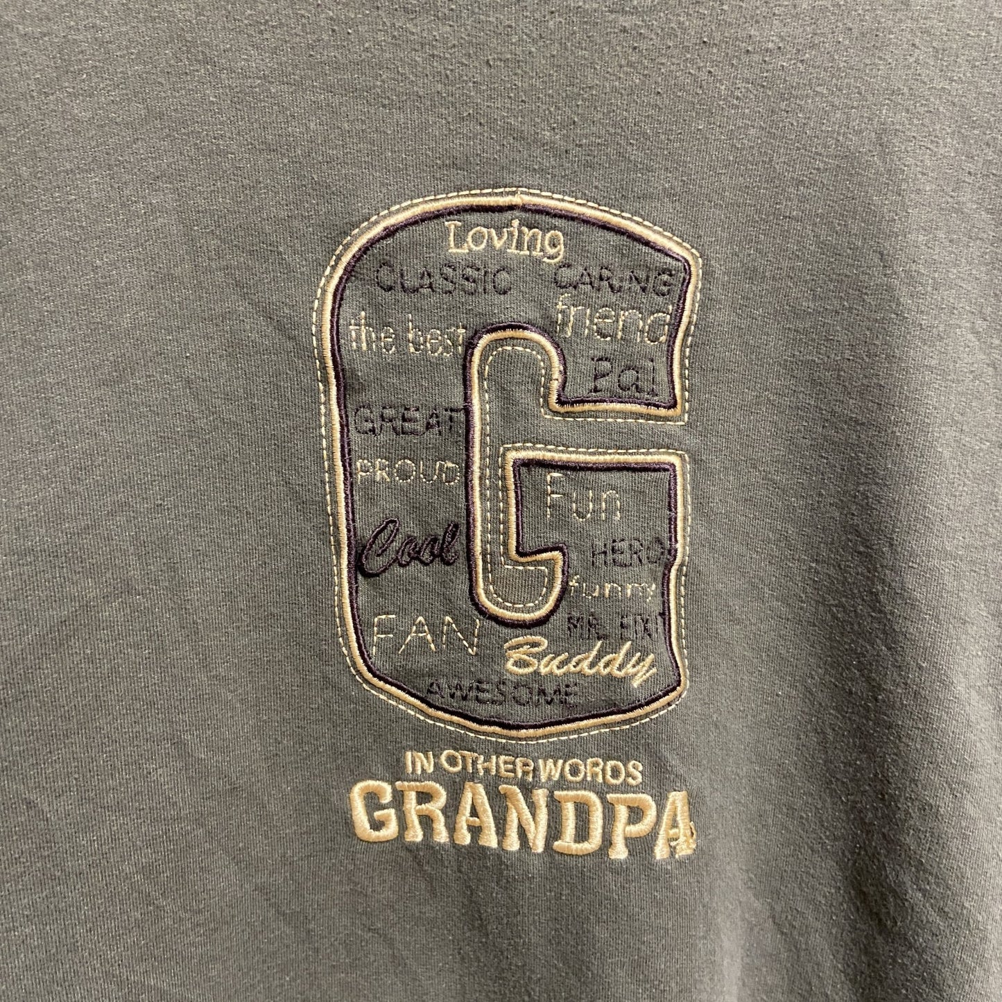 古着 used　MCSPORT　長袖刺繍スウェット　トレーナー　GRANDPA　緑　グリーン　ビッグシルエット　XLサイズ