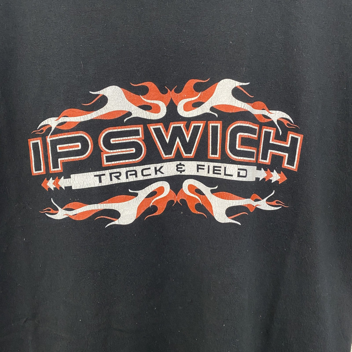 GILDAN ギルダン　半袖スポーツデザインTシャツ　IP SWICH　陸上競技　クルーネック　黒　ブラック　Sサイズ　古着