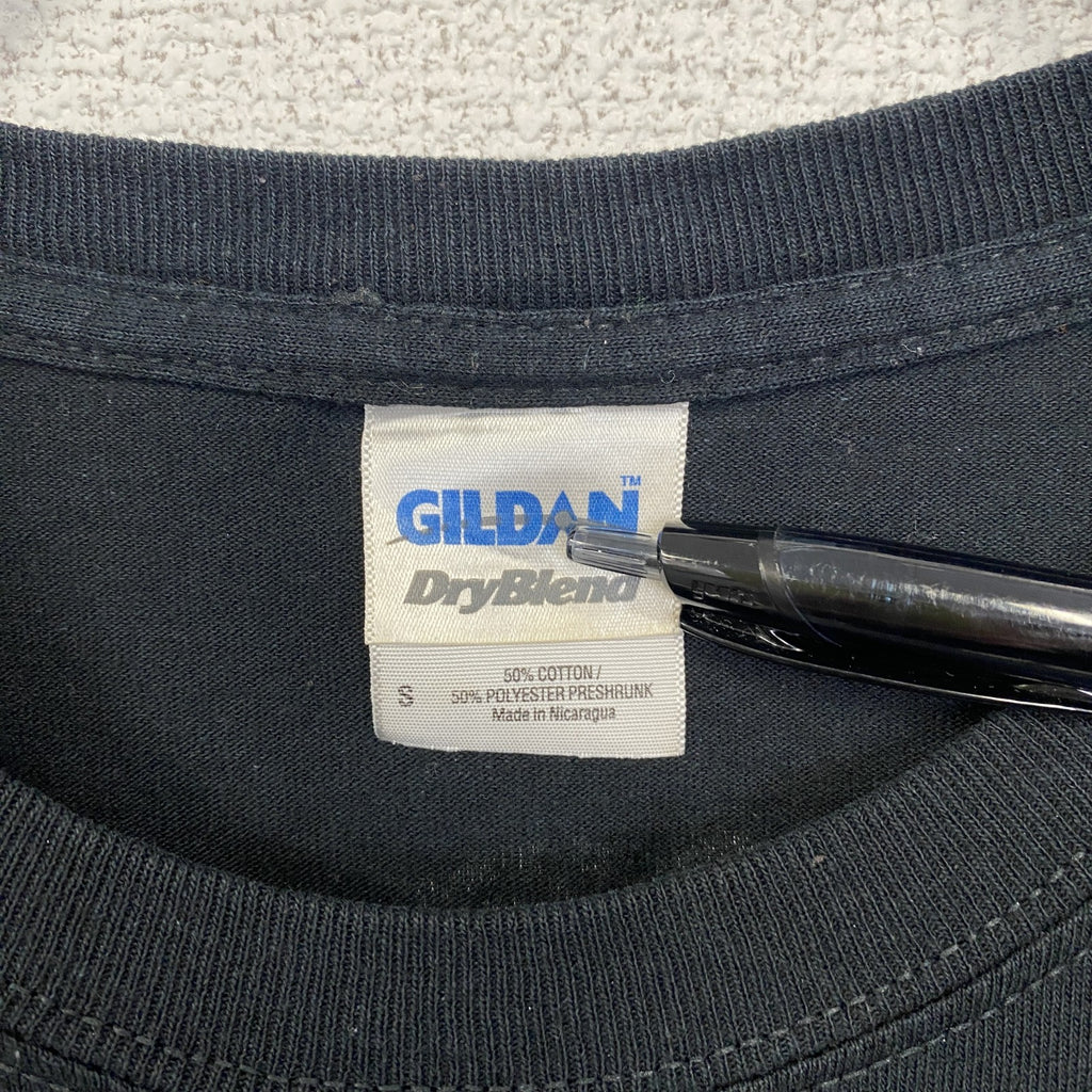 GILDAN ギルダン　半袖スポーツデザインTシャツ　IP SWICH　陸上競技　クルーネック　黒　ブラック　Sサイズ　古着