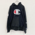 Champion　チャンピオン　リバースウィーブ　スウェットパーカー/フーディー　デカロゴ　現行　黒　ブラック　Lサイズ　古着