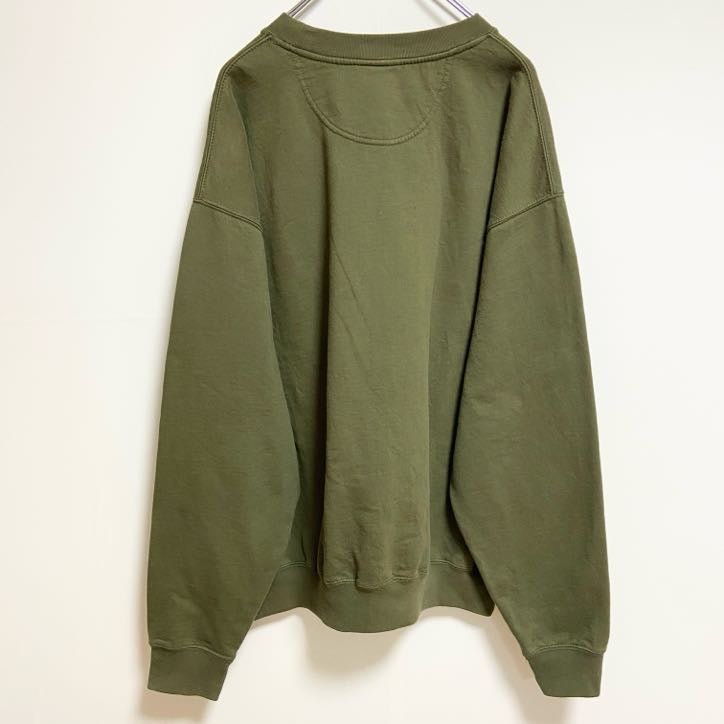 MCSPORT　長袖刺繍スウェット　トレーナー　GRANDPA　緑　グリーン　ビッグシルエット　XLサイズ　古着