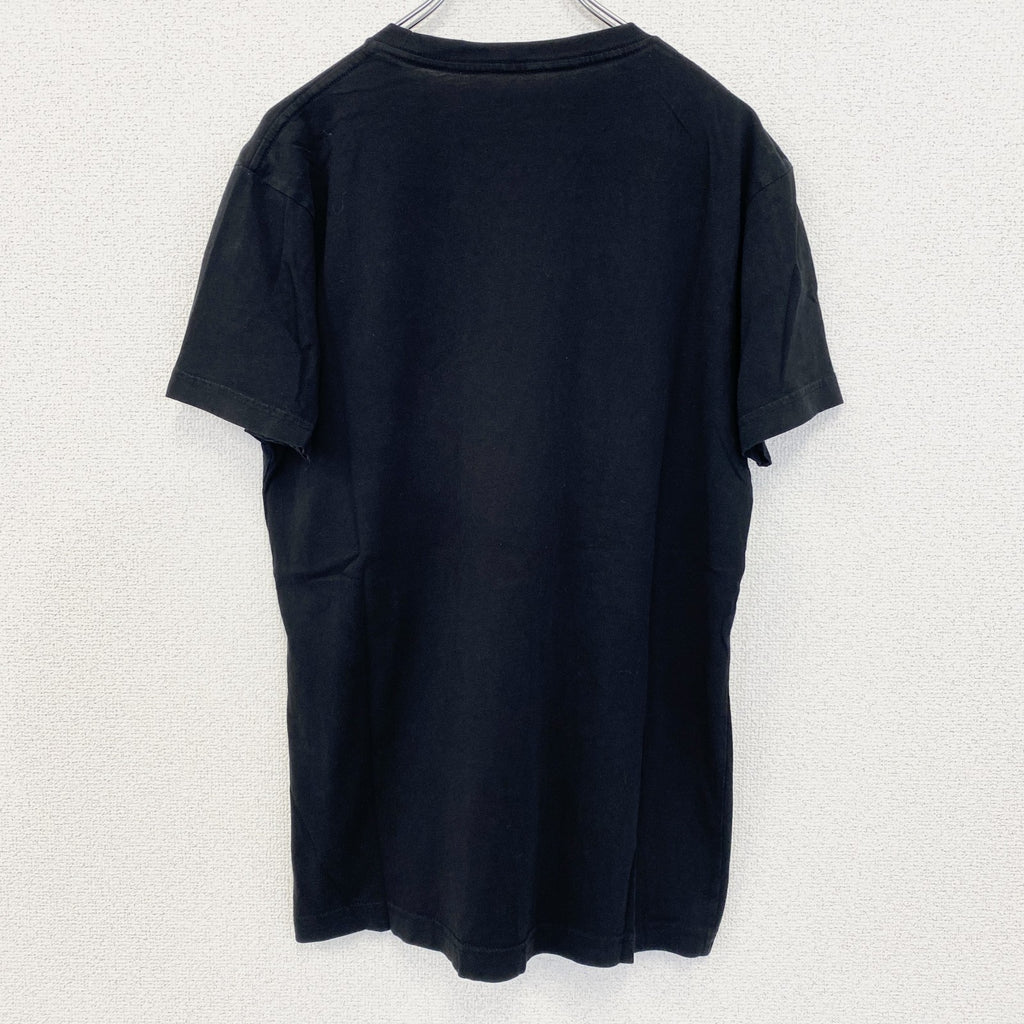 VESTIGE　半袖プリントTシャツ　ブロックデザイン　カジュアル　モザイク　レトロ　クルーネック　黒　ブラック　Mサイズ　古着