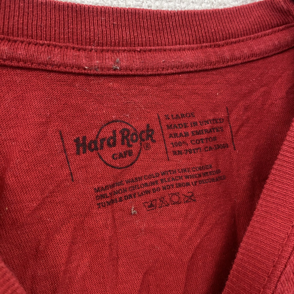 Hard Rock CAFE　ハードロックカフェ　半袖プリントTシャツ　赤　レッド　XLサイズ　古着