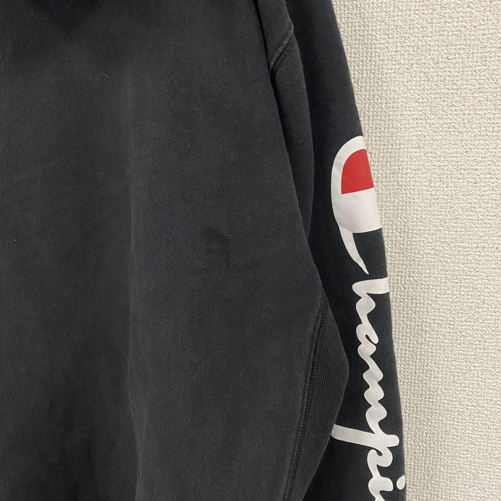 Champion　チャンピオン　リバースウィーブ　スウェットパーカー/フーディー　デカロゴ　現行　黒　ブラック　Lサイズ　古着