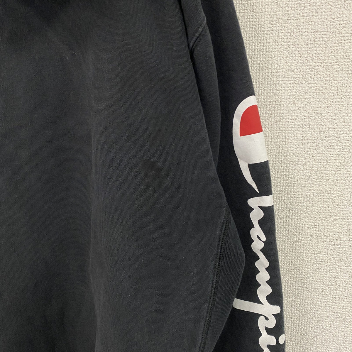 Champion　チャンピオン　リバースウィーブ　スウェットパーカー/フーディー　デカロゴ　現行　黒　ブラック　Lサイズ　古着