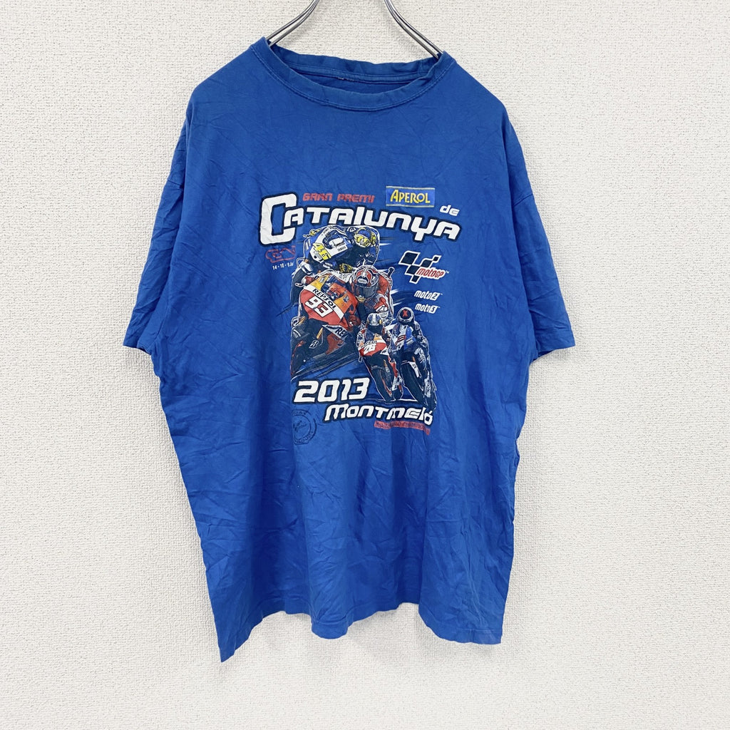 半袖プリントTシャツ　青　ブルー　古着