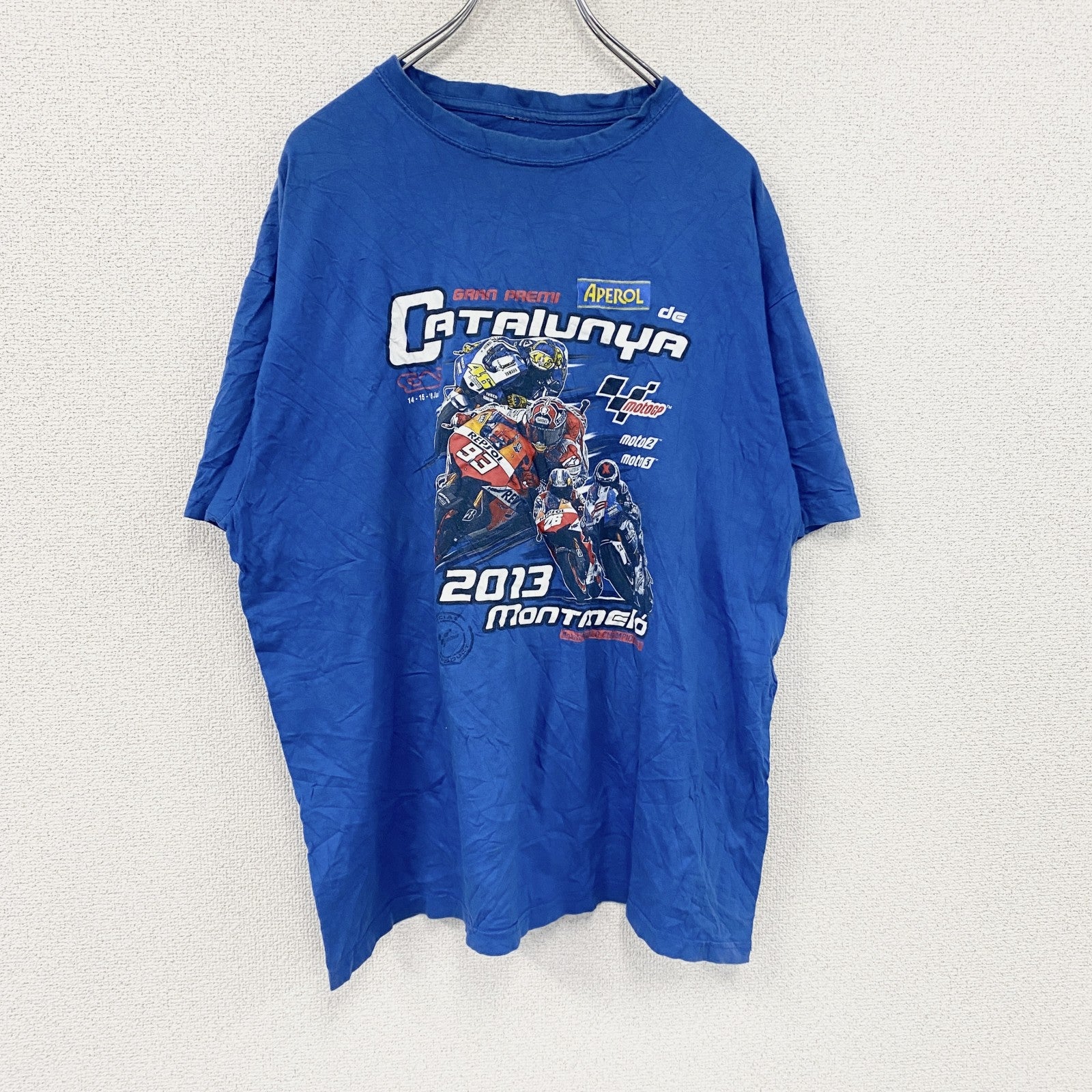 半袖プリントTシャツ　青　ブルー　古着