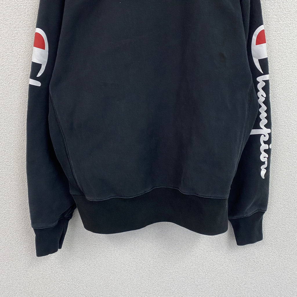 Champion　チャンピオン　リバースウィーブ　スウェットパーカー/フーディー　デカロゴ　現行　黒　ブラック　Lサイズ　古着