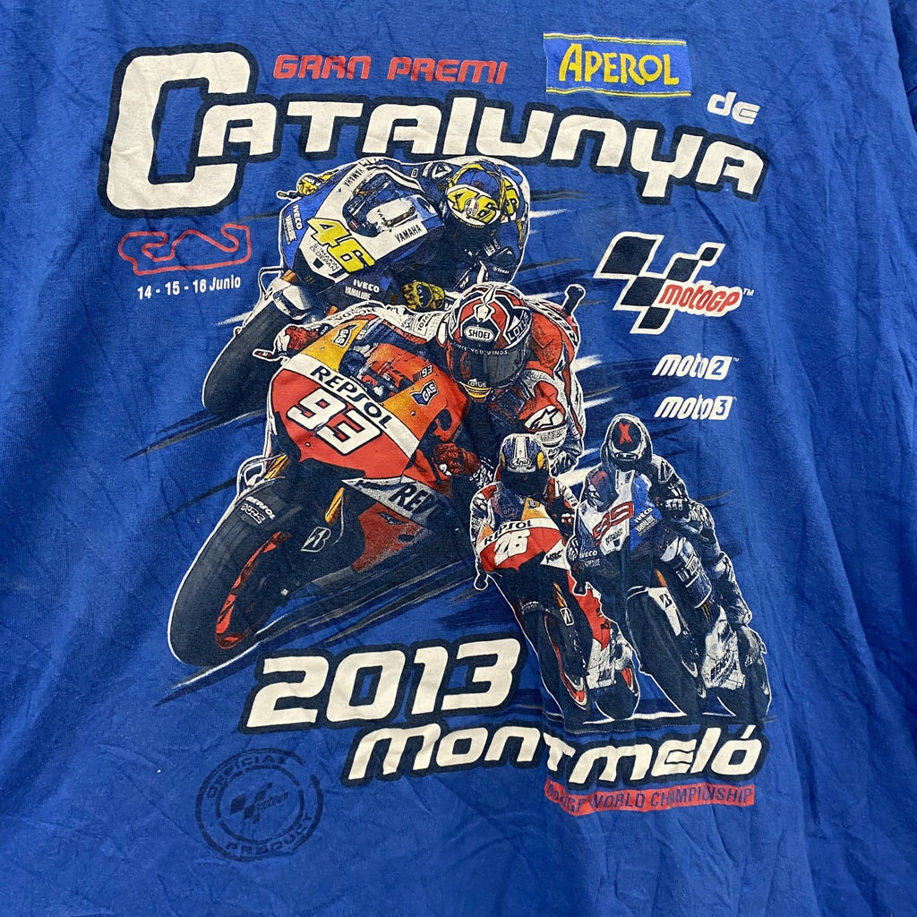 半袖プリントTシャツ　青　ブルー　古着