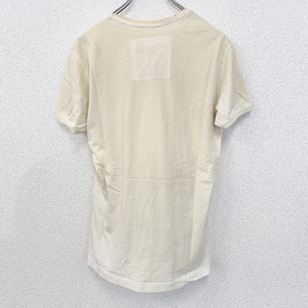 Tazzio　半袖プリントTシャツ　CAR QUEEN KILLERS　レトロ風　クルーネック　ベージュ　Mサイズ　古着