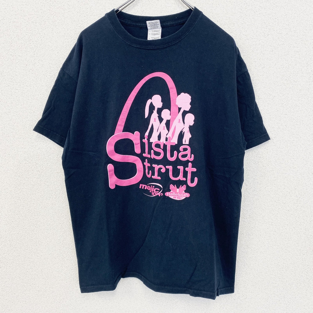 GILDAN ギルダン　半袖プリントTシャツ　Sista Strut　クルーネック　春夏服　レトロ　黒　ブラック　Lサイズ　古着