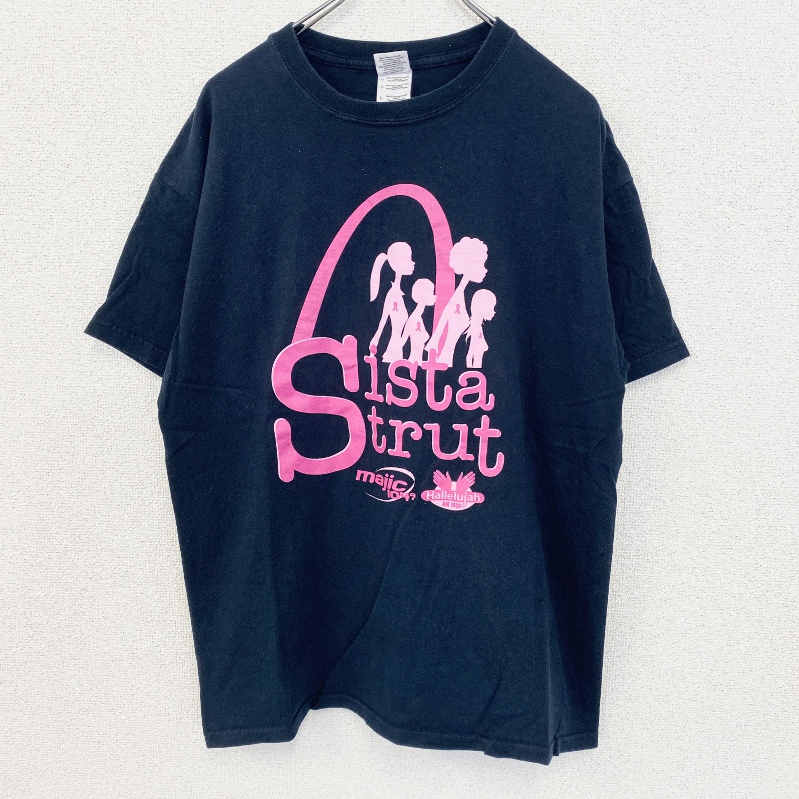 GILDAN ギルダン　半袖プリントTシャツ　Sista Strut　クルーネック　春夏服　レトロ　黒　ブラック　Lサイズ　古着