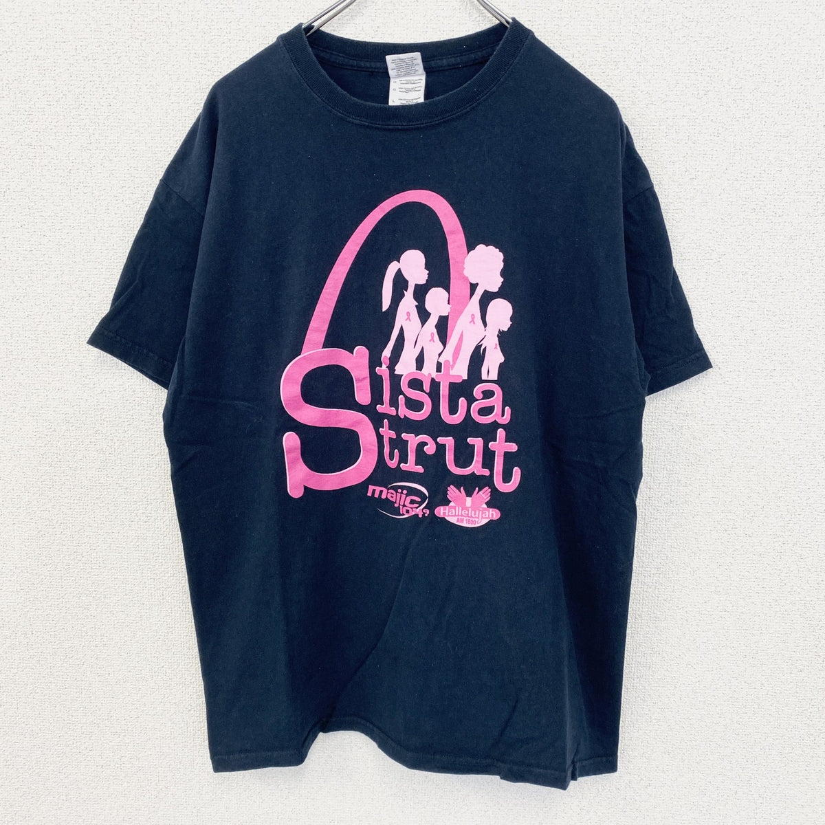 GILDAN ギルダン　半袖プリントTシャツ　Sista Strut　クルーネック　春夏服　レトロ　黒　ブラック　Lサイズ　古着
