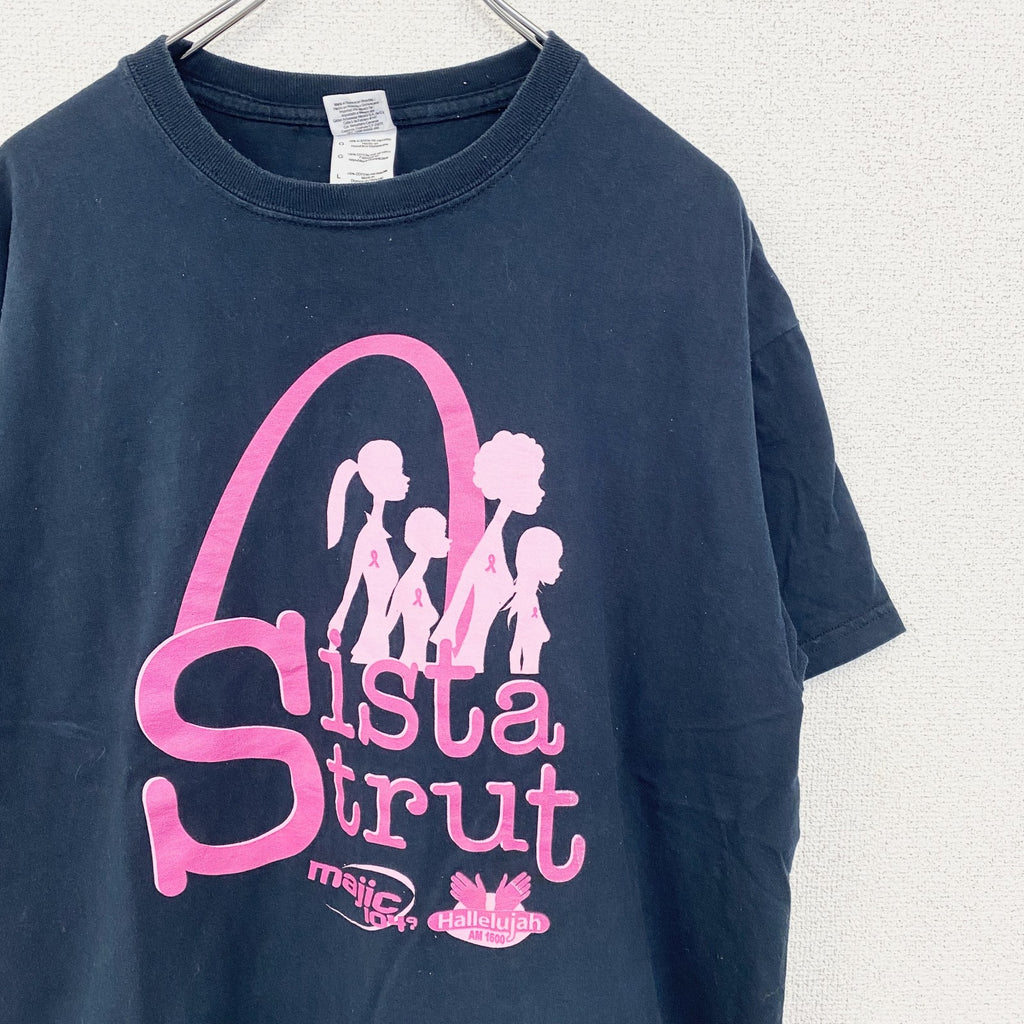 GILDAN ギルダン　半袖プリントTシャツ　Sista Strut　クルーネック　春夏服　レトロ　黒　ブラック　Lサイズ　古着
