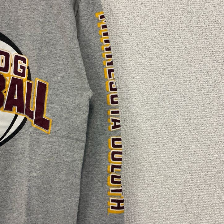 champion チャンピオン　長袖プリントTシャツ　ロンT　BULLDOG　ソフトボール　グレー　灰色　Sサイズ　古着