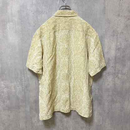 古着 used　Claiborne LUXE　半袖総柄シャツ　ベージュ　ビッグシルエット　オーバーサイズ　ヴィンテージ　XLサイズ