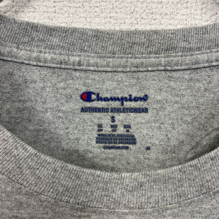champion チャンピオン　長袖プリントTシャツ　ロンT　BULLDOG　ソフトボール　グレー　灰色　Sサイズ　古着