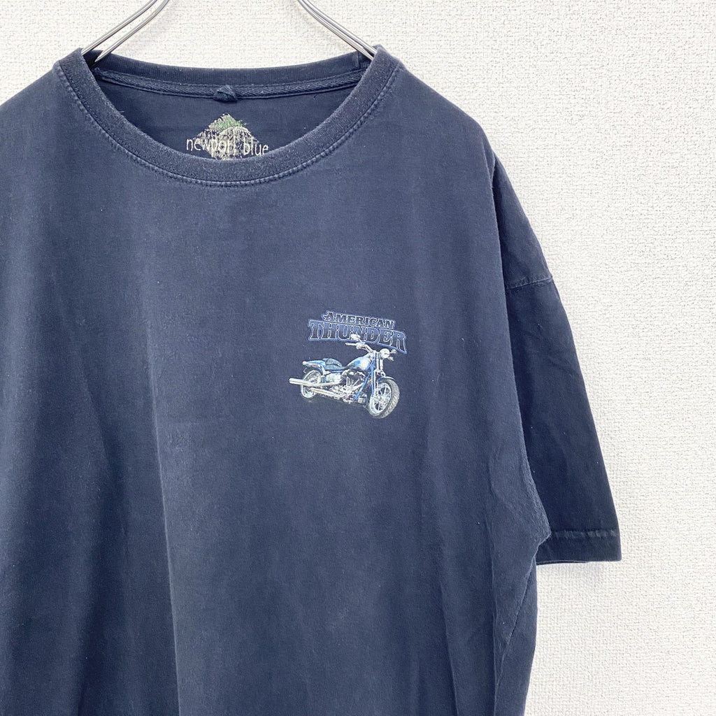 GILDAN ギルダン　半袖プリントTシャツ　ビッグT　カジュアルデザイン　クルーネック　黒　ブラック　レトロ　XLサイズ　古着
