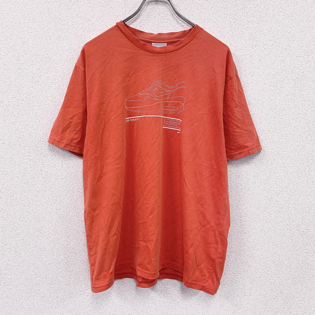 古着 used　00s　NIKE　ナイキ　AIR MAX87　ヴィンテージ　半袖Tシャツ　オレンジ　Lサイズ