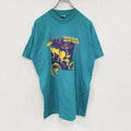 90s　FRUIT OF THE LOOM　フルーツオブザルーム　半袖プリントTシャツ　シングルステッチ　水色　ライトブルー　Mサイズ ヴィンテージ カットソー メンズ コットン 古着