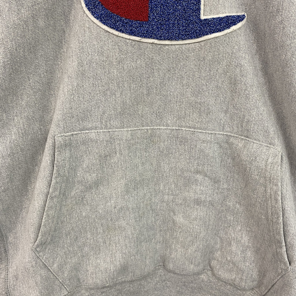 Champion　チャンピオン　リバースウィーブ　スウェットパーカー/フーディー　デカロゴ　霜降りグレー　Lサイズ　古着