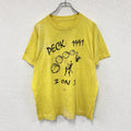 半袖プリントTシャツ　ヴィンテージ　シングルステッチ　黄色　イエロー　古着