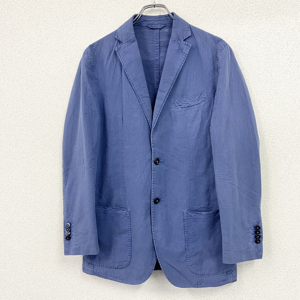 BOGGI MILANO　ボッジミラノ　テーラードジャケット　ストライプ柄　ユーロ　青　ブルー　古着